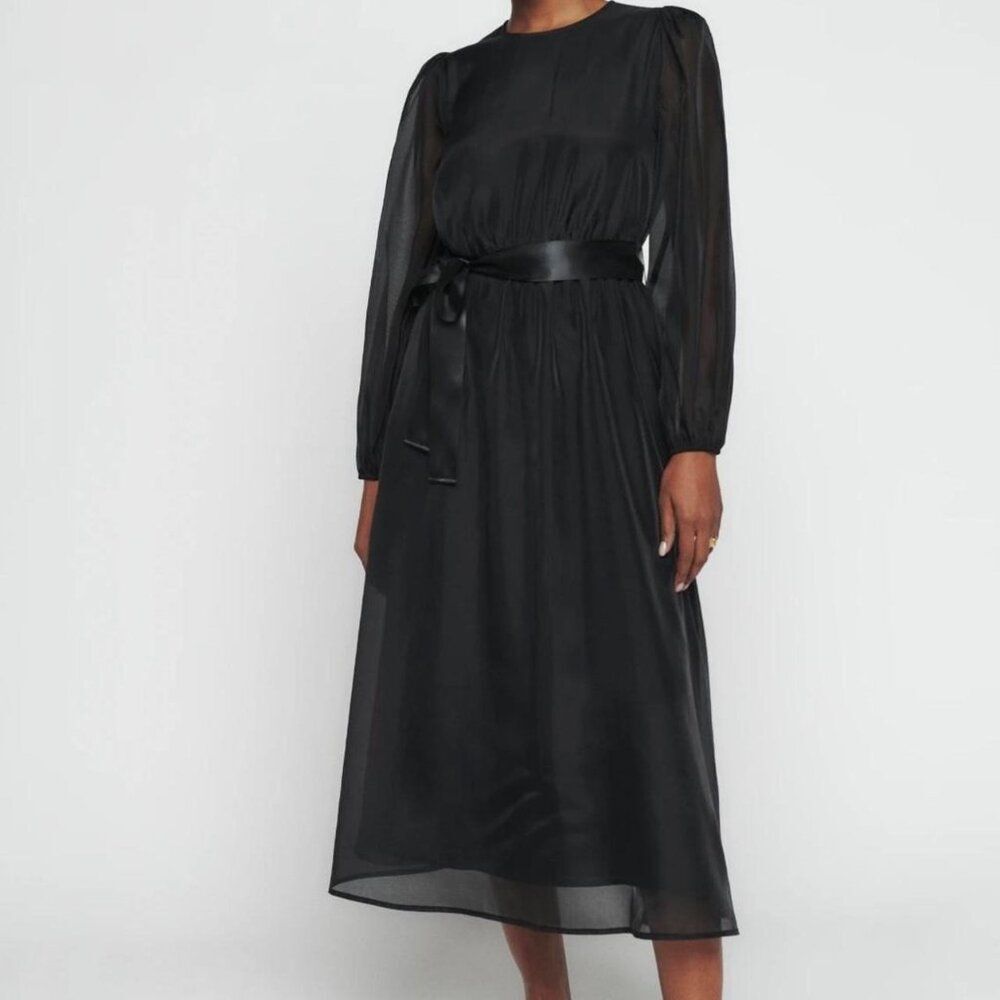Reformation Meesha Midi Dress in Black Size 4 Sheer Whimsigoth